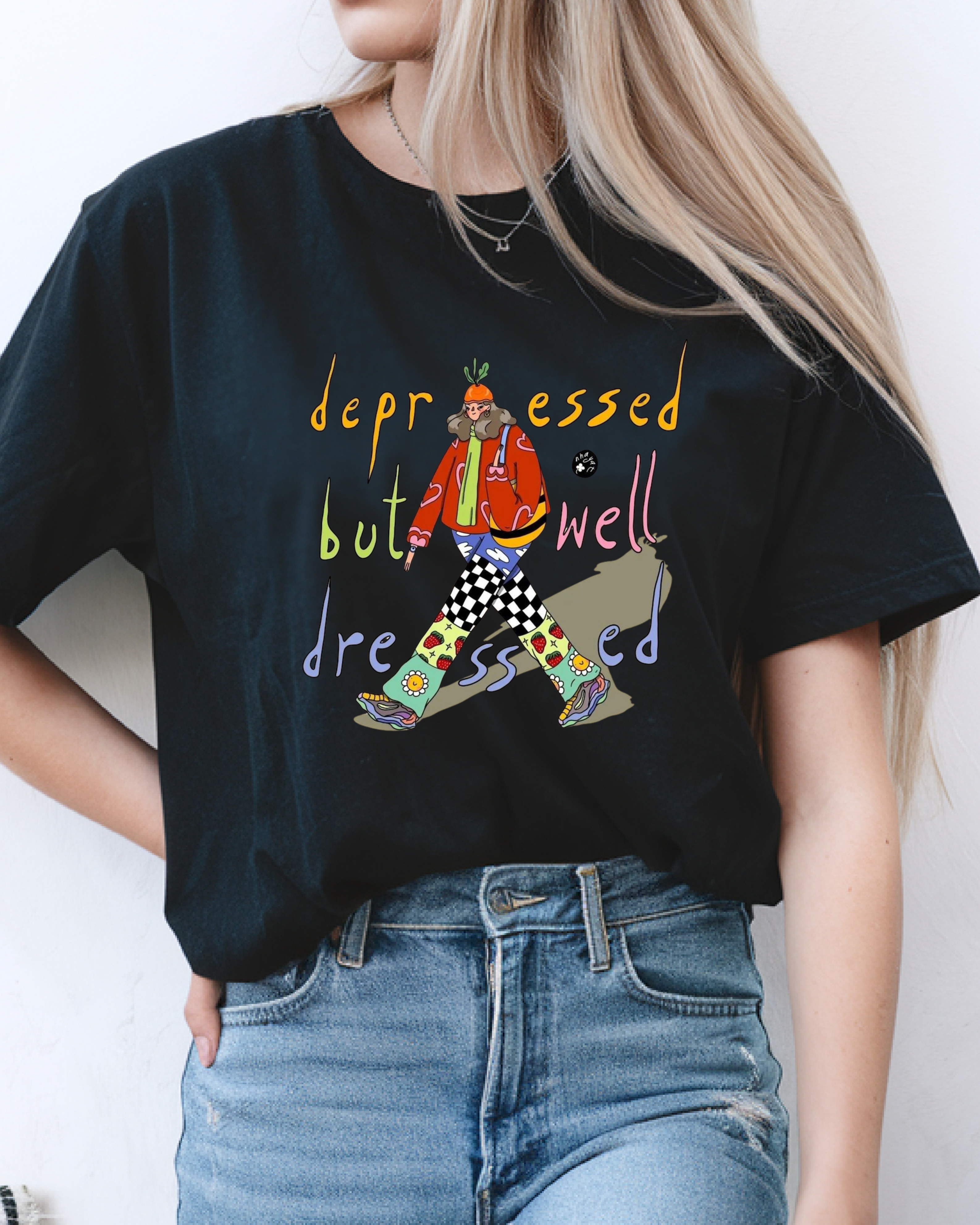 DEPRESSED BUT WELL DRESSED Unisex Oversized Classic T-Shirt