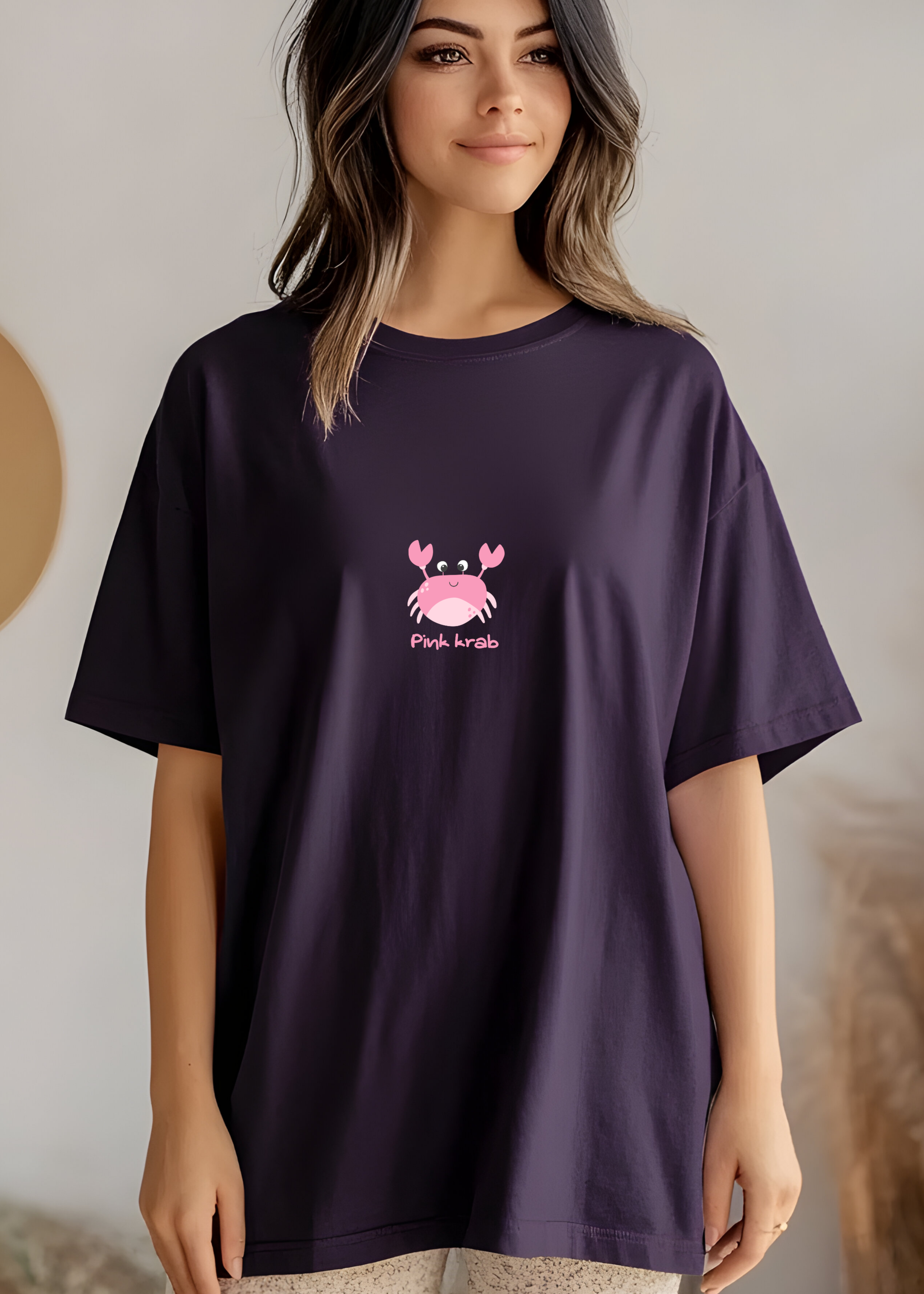PINK KRAB LOGO OVERSIZED UNISEX T-SHIRT