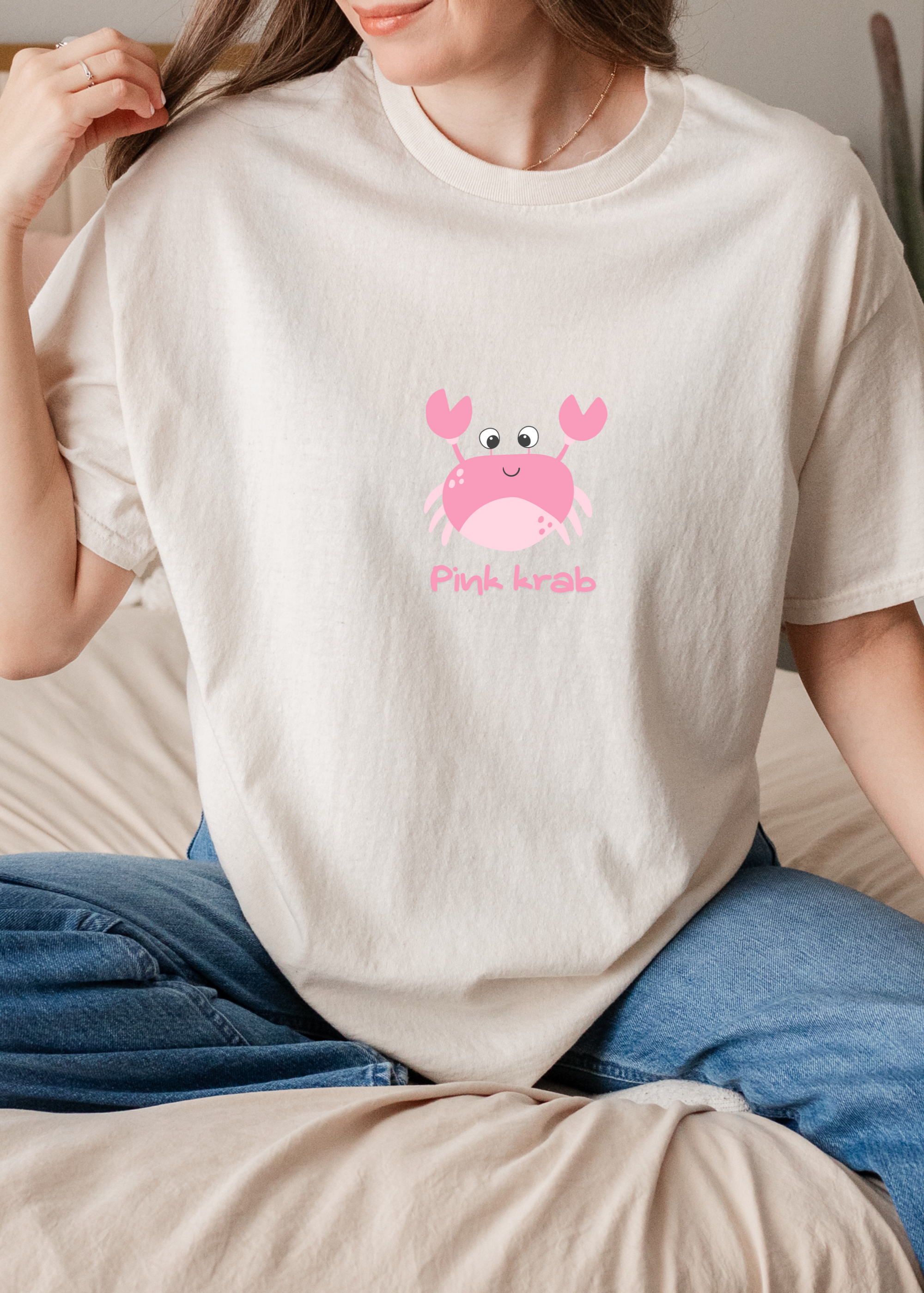 PINK KRAB LOGO OVERSIZED UNISEX T-SHIRT