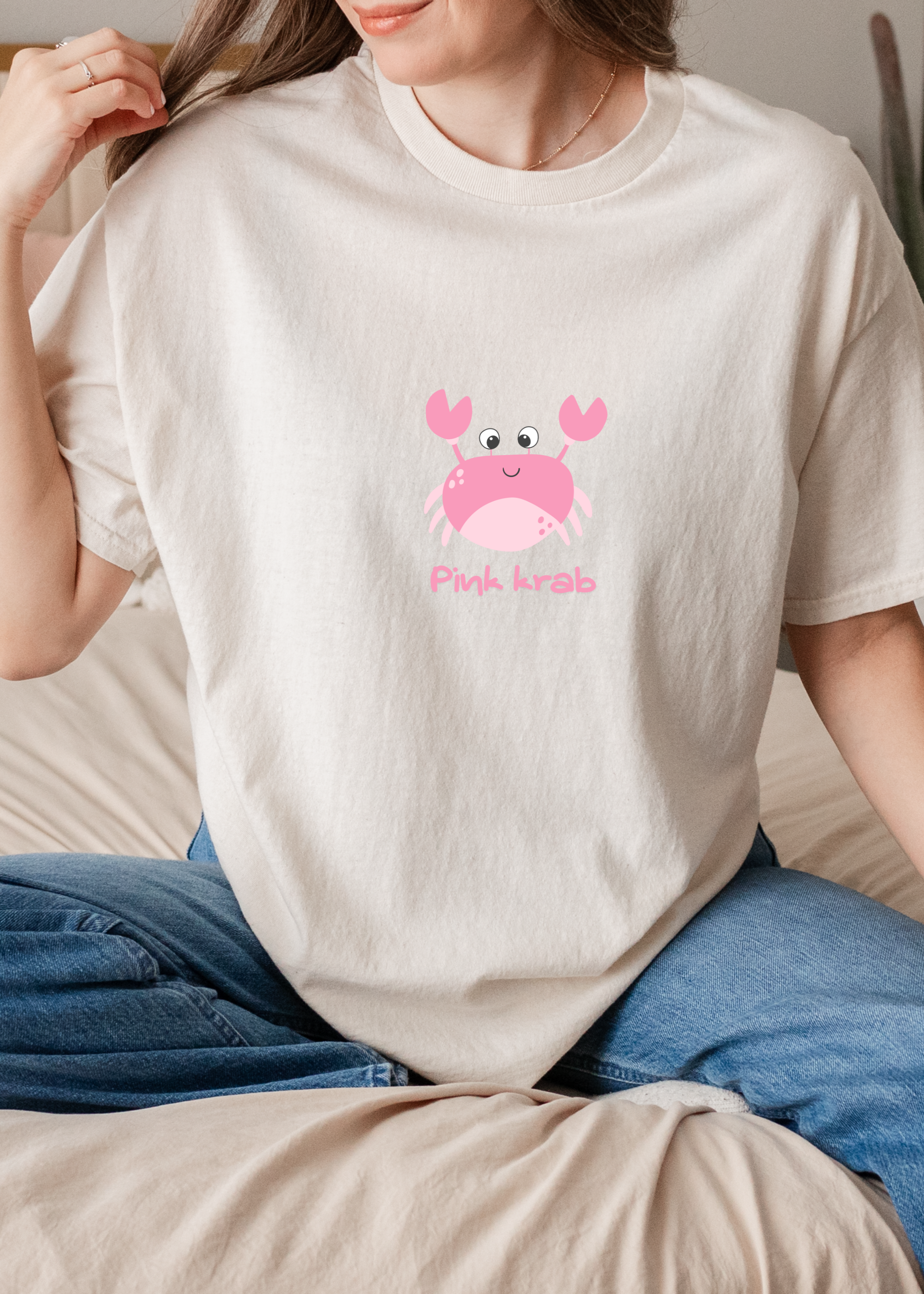 PINK KRAB LOGO OVERSIZED UNISEX T-SHIRT