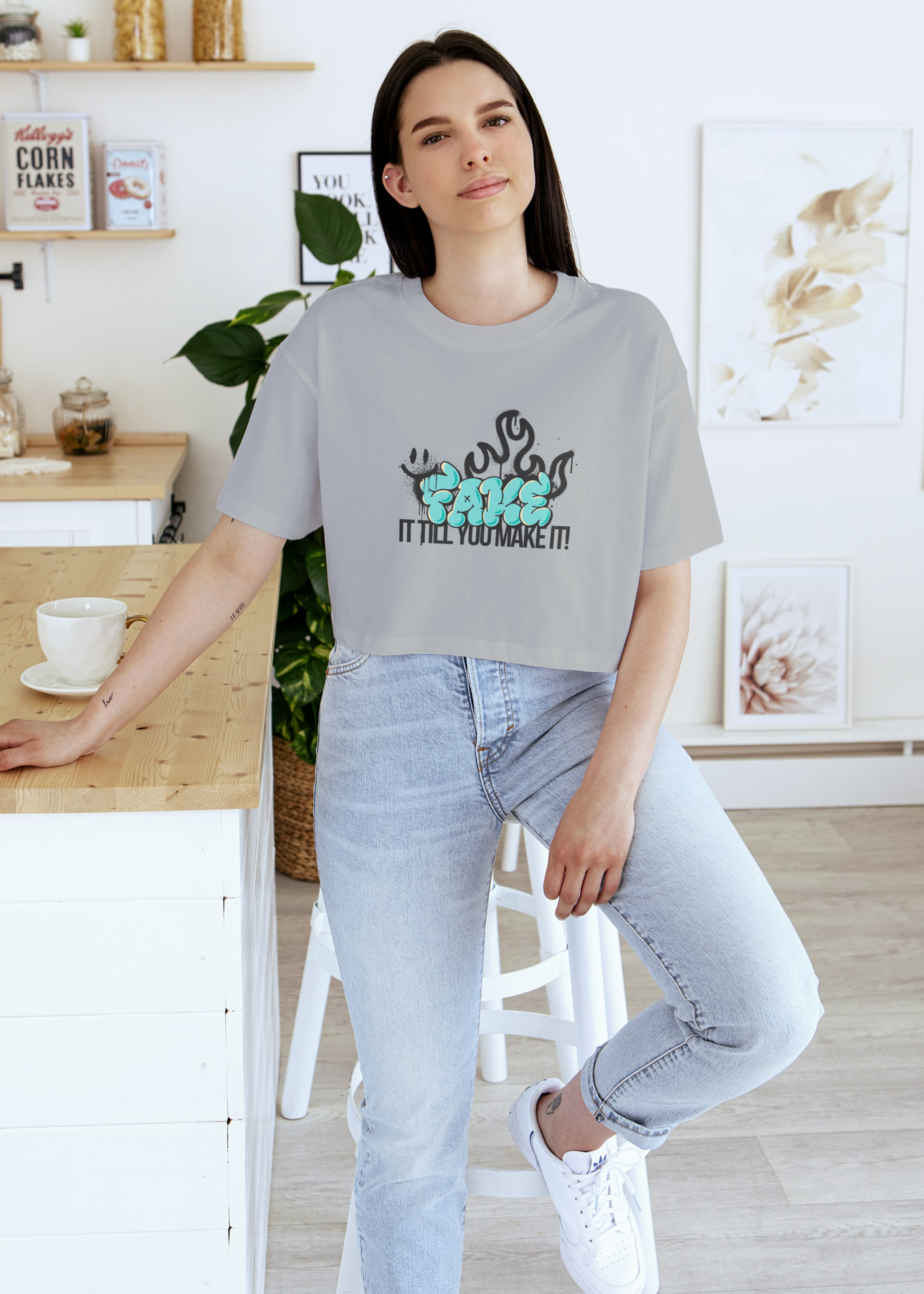 FAKE IT TILL YOU MAKE IT WOMEN CROP TOP