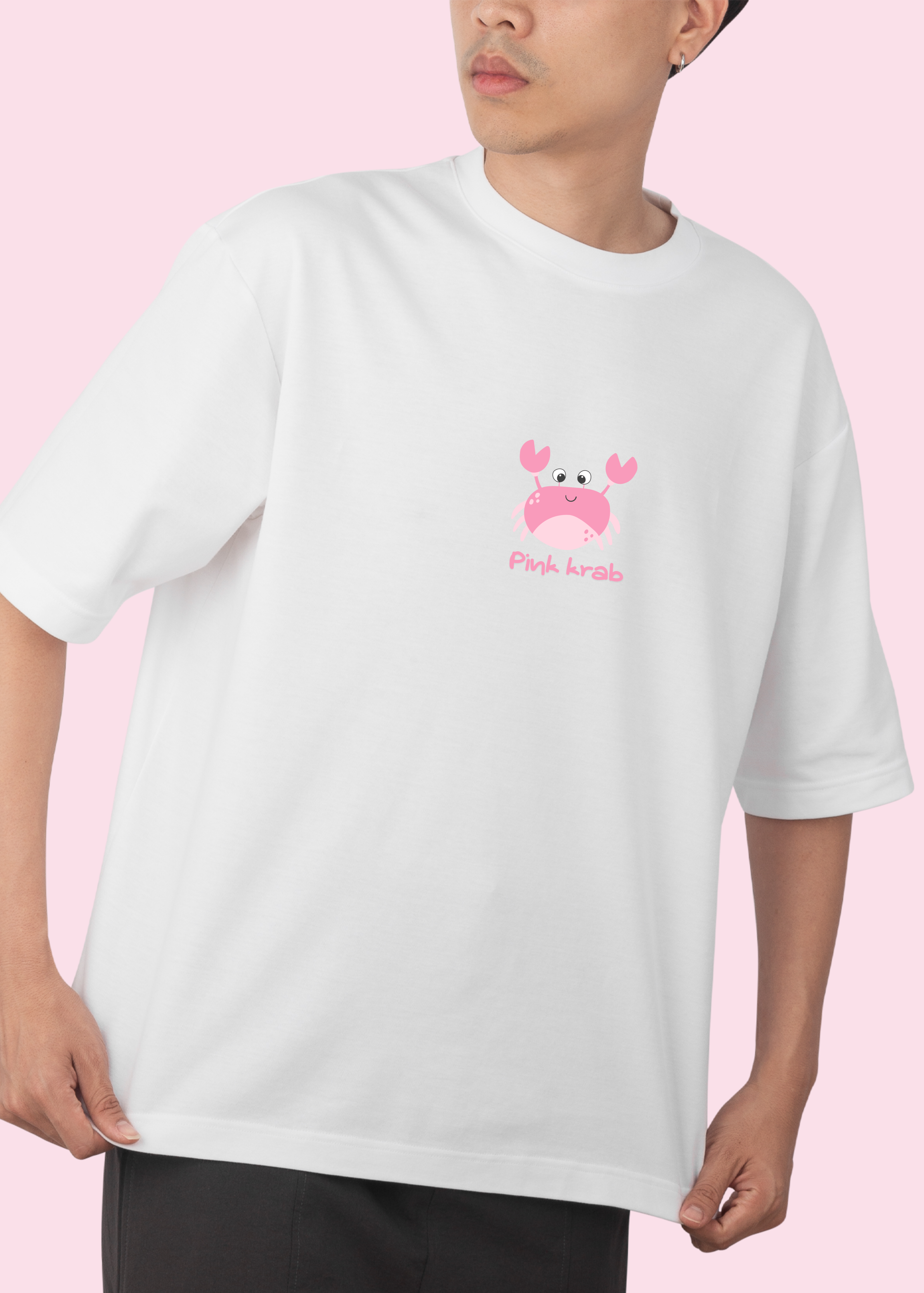 PINK KRAB LOGO OVERSIZED UNISEX T-SHIRT