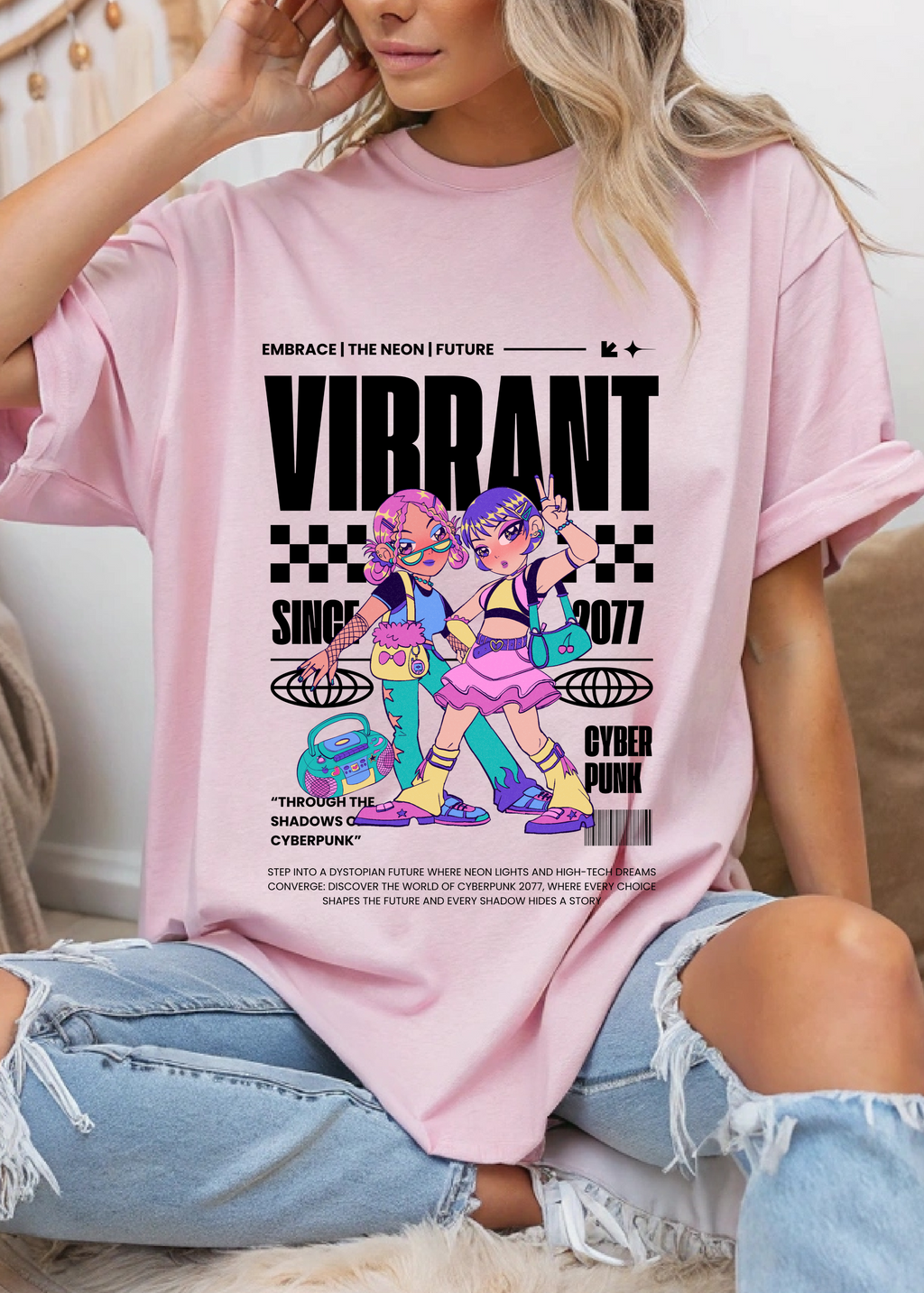 VIBRANT STREET STYLE WOMEN OVERSIZED T-SHIRT