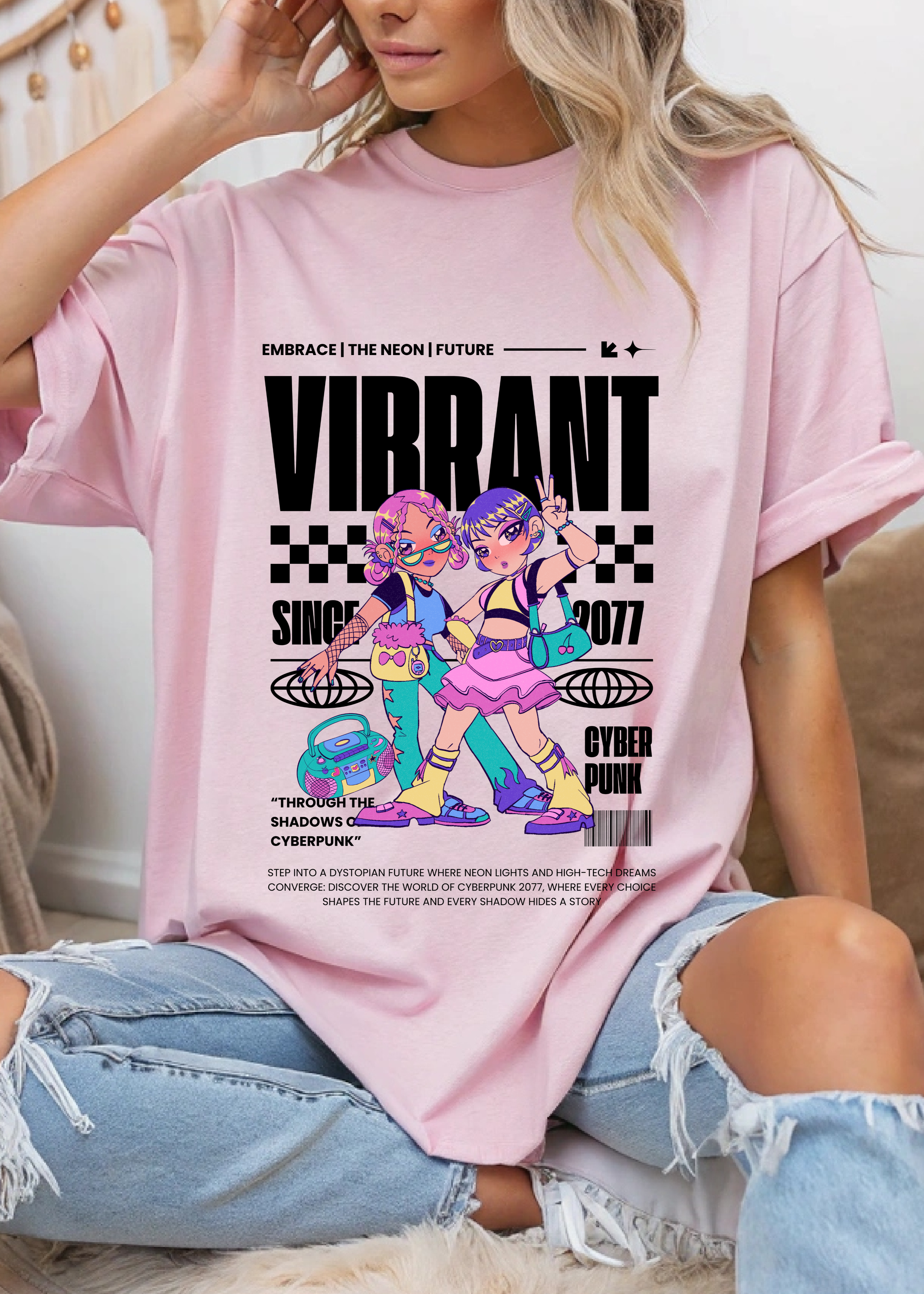 VIBRANT STREET STYLE WOMEN OVERSIZED T-SHIRT