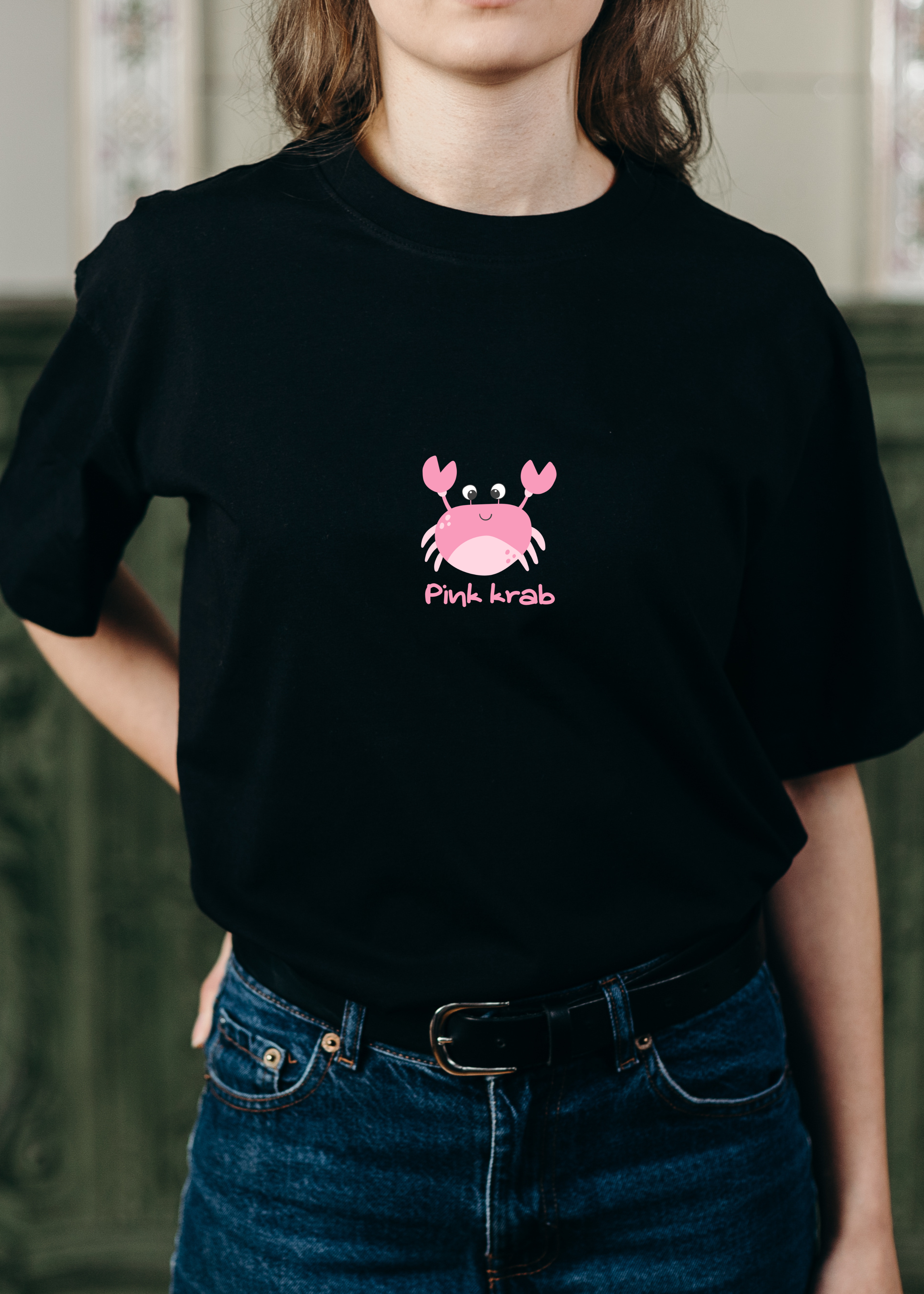 PINK KRAB LOGO OVERSIZED UNISEX T-SHIRT